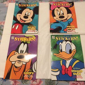 4 Vintage 2002 Dalmation Press Coloring Books w/Stickers Mickey, Minnie, Goofy,
